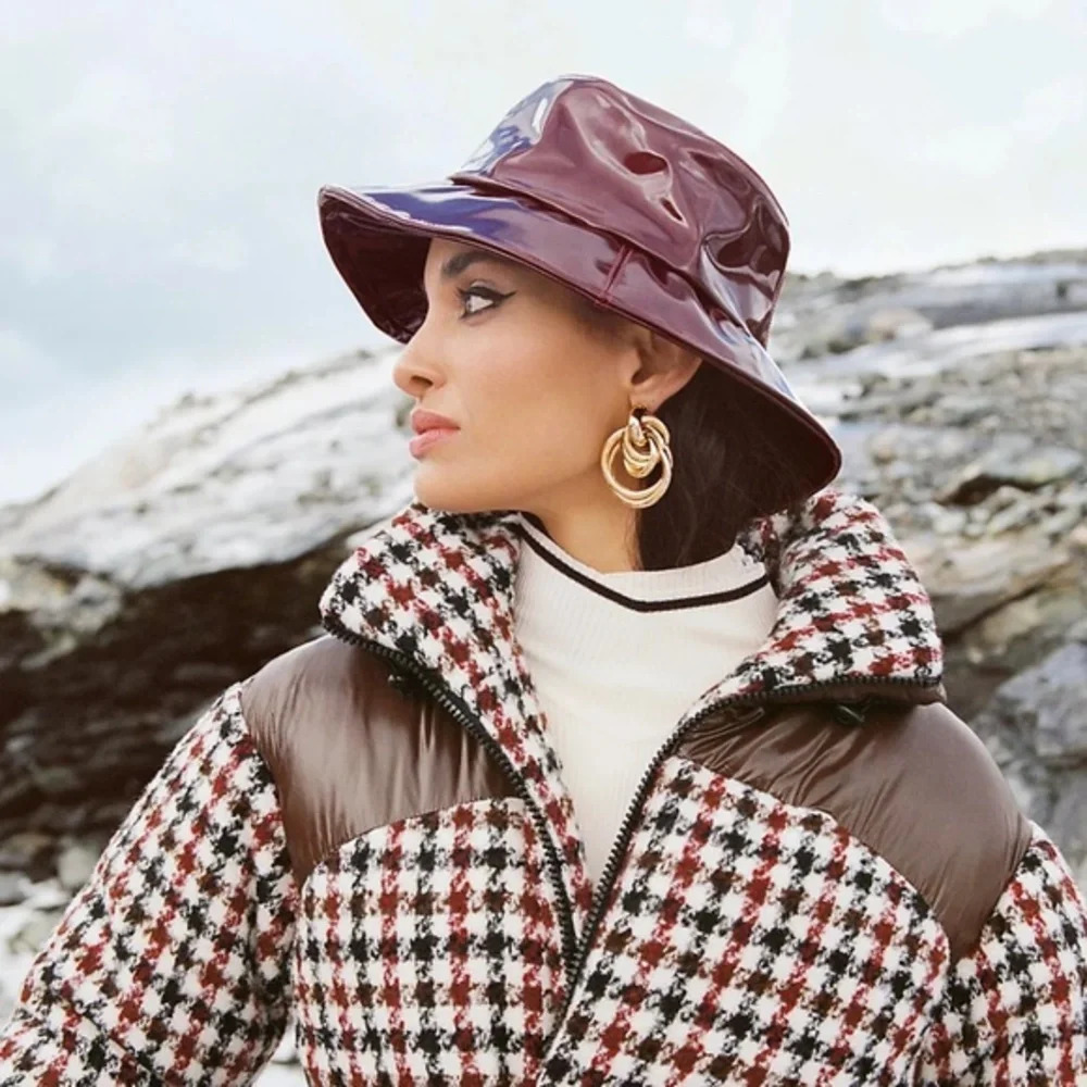 Anthropologie ASN Clueless Bucket Hat Dark Red
